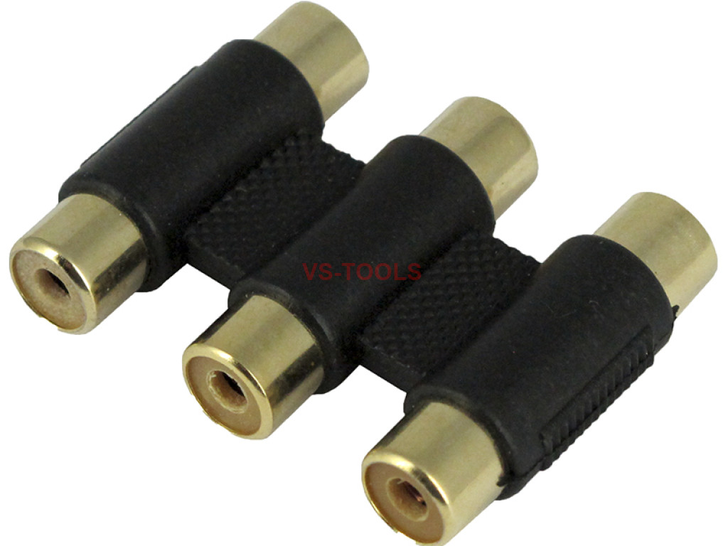 3 RCA AV Joint Straight Plug Jack Adapter Connector Coupler